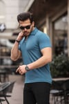 ADSD - Eg38 Yarım Fermuar Polo Yaka Tşört İndigo