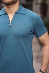 ADSD - Eg38 Yarım Fermuar Polo Yaka Tşört İndigo