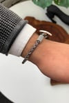 Çapa Figürlü Hakiki Deri Handmade Erkek Bileklik