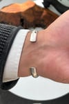 Dalga Desen Antik Gümüş Renk Zirkon Taşlı Handmade Kelepçe Erkek Bileklik