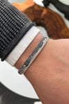 Dalga Desen Antik Gümüş Renkli Zirkon Taşlı Handmade Kelepçe Erkek Bileklik