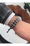 Dogal Zirkon Taşlı Ayarlanabilir Unisex Bileklik