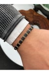 Özel Tasarım Zirkon Hematit Taşlı Ayarlanabilir Unisex Bileklik