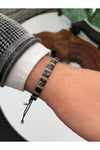 Özel Tasarım Zirkon Hematit Taşlı Ayarlanabilir Unisex Bileklik