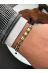 Özel Tasarım Zirkon Hematit Taşlı Ayarlanabilir Unisex Bileklik
