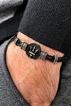 Poseidon Figürlü Siyah Eskitme Renkli Handmade Ayarlanabilir Kelepçe Erkek Bileklik