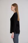 Sortie Collection424 - U.Kol Yırtmaçlı Basic Tshirt Siyah