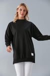  Sortie CollectionBisiklet Yaka İki İplik Basic Tunik Siyah
