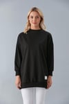  Sortie CollectionBisiklet Yaka İki İplik Basic Tunik Siyah