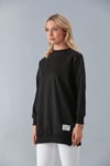  Sortie CollectionBisiklet Yaka İki İplik Basic Tunik Siyah