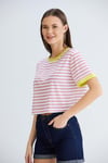 Çizgili Crop Tshirt Pembe