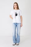  Sortie CollectionEteği Garnili Kız Baskılı Taşlı Tshirt Beyaz