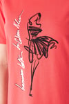  Sortie CollectionEteği Tül Detaylı Silüet Baskılı Basic Tshirt Mercan