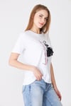  Sortie CollectionEteği Garnili Kız Baskılı Taşlı Tshirt Beyaz