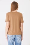  Sortie CollectionEteği Tül Detaylı Silüet Baskılı Basic Tshirt Kapiçino