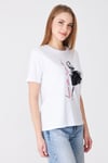  Sortie CollectionEteği Garnili Kız Baskılı Taşlı Tshirt Beyaz