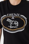  Sortie CollectionFirenze At Baskılı Rahat Kalıp Basic Tişört Siyah