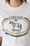 Sortie CollectionFirenze At Baskılı Rahat Kalıp Basic Tişört Ekru