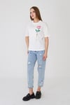  Sortie CollectionGül Baskılı Basic Tshirt Ekru