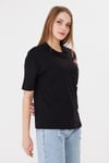  Sortie CollectionGül Baskılı Rahat Kalıp Basic T-Shirt - Siyah