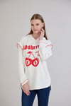 Sortie CollectionKiraz Baskılı Kapşonlu Sweatshirt Ekru