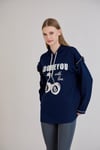 Sortie CollectionKiraz Baskılı Kapşonlu Sweatshirt İndigo