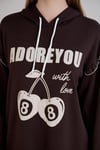 Sortie CollectionKiraz Baskılı Kapşonlu Sweatshirt Kahverengi