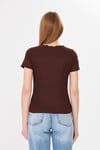  Sortie CollectionKorset Görünümlü Dikiş Detaylı Fitilli Basic Tshirt Kahverengi