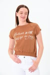  Sortie CollectionReglan Kollu Bluz Kahverengi