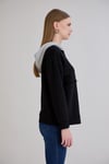 Sortie CollectionTriko Garnili Kapüşonlu Üç İplik Sweatshirt Siyah