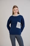 Sortie CollectionTriko Garnili Kapüşonlu Üç İplik Sweatshirt İndigo