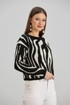 Sortie CollectionZebra Desenli Kazak Siyah