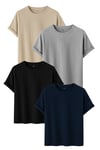 Premium 4'lü Basic Tişört Seti - %100 Pamuklu ve Standart Kalıp