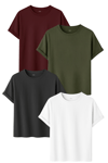 Premium 4'lü Basic Tişört Seti - %100 Pamuklu ve Standart Kalıp