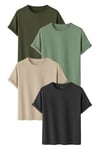 Premium 4'lü Basic Tişört Seti - %100 Pamuklu ve Standart Kalıp