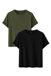 Premium Kadın 2'li Basic Tişört Seti - %100 Pamuklu ve Standart Kalıp