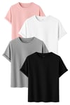 Premium Kadın 4'lü Basic Tişört Seti - %100 Pamuklu ve Standart Kalıp