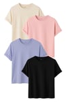 Premium Kadın 4'lü Basic Tişört Seti - %100 Pamuklu ve Standart Kalıp