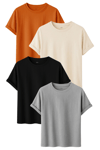 Premium Kadın 4'lü Basic Tişört Seti - %100 Pamuklu ve Standart Kalıp