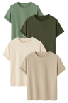 Premium Kadın 4'lü Basic Tişört Seti - %100 Pamuklu ve Standart Kalıp