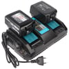 2 yuvalı Makita DC 18 RD çift hızlı şarj cihazı 1-2 Li-ion, NiMH piller için 7,2 volt ila 18 volt, USB çıkışlı