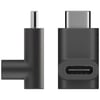 Adaptör USB-C - USB-C 90 derece açı, USB-C fişine açılı siyah USB-C soketi