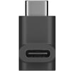 Adaptör USB-C - USB-C 90 derece açı, USB-C fişine açılı siyah USB-C soketi