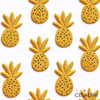 Altın Ananas Desenli 3D Nakış Efektli Kumaş