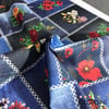 Blue Jean Patchwork (Beyaz Dikişli) Desenli Kumaş