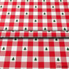 Çam Ağaçlı Kırmızı Ekose Yılbaşı Kumaşı