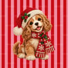 Cavalier King Charles Yılbaşı Kırlent Kumaşı