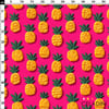 Fuşya Zemin Ananas Desenli 3D Nakış Efektli Kumaş
