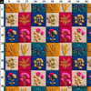 Gold Çiçekli Patchwork 3D Nakış Efektli Kumaş
