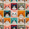 Kedi Desenli 3D Nakış Efektli Kumaş